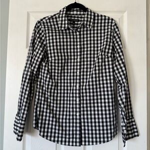 Banana Republic Black and White check Riley tailored fit Womens Shirt size 8